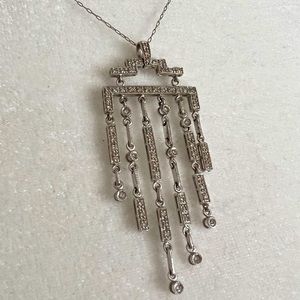 14K Solid White Gold Necklace & Pendant